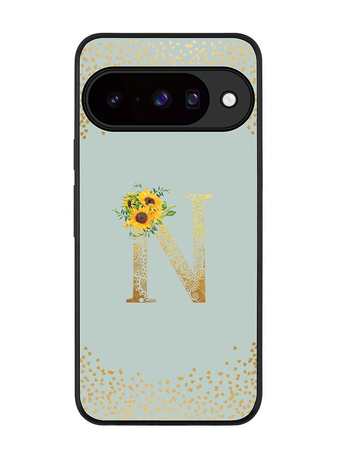 For Google Pixel 10 Case,Slim fit Camera Protection, Shockproof Thin Phone cover  - Custom Floral Monogram - N  (Light Grey )